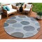 Homeroots 8' Blue And Gray Round Geometric Washable Indoor Outdoor Area Rug 630563 - alternate 1