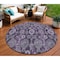 Homeroots 8' Eggplant Purple And Lavender Round Damask Washable Indoor Outdoor Area Rug 588162 - alternate 1