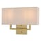 Vaxcel Glenview 2L Satin Brass Gold Wall Sconce, White Fabric Shade, ADA Vanity W0552 - alternate 1