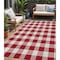 Homeroots 5' X 8' Red And Ivory Plaid Washable Indoor Outdoor Area Rug 595428 - alternate 1
