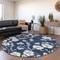 Homeroots 8' Navy Blue And Ivory Round Floral Washable Indoor Outdoor Area Rug 599900 - alternate 2