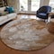 Homeroots 8' Terra Cotta Gray And Silver Round Abstract Washable Indoor Outdoor Area Rug 582184 - alternate 2