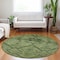Homeroots 8' Olive Green Fern Green And Artichoke Green Round Floral Washable Indoor Outdoor Area Rug 588902 - alternate 2