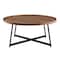 Homeroots 35" Brown and Black Wood And Metal Round Frame Coffee Table 370462 - alternate 2