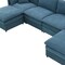 Homeroots 66" Blue Fabric Modular Sleeper Sofa With Ottoman 568291 - alternate 2