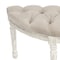 Homeroots 55in Beige and White Tufted Linen and Solid Wood Upholstered Distressed Half Circle Bench 639957 - alternate 2