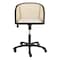 Homeroots Beige and Black Solid Wood Steel And Cane Rattan Adjustable Swivel Rolling Office Chair 558360 - alternate 2