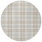 Homeroots 8' Linen And Brown Round Plaid Washable Indoor Outdoor Area Rug 601328 - alternate 4