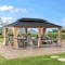 Sunjoy 12x20 ft. Wood Gazebo, Outdoor Patio Steel Hardtop Gazebo, Cedar Framed Wooden Gazebo, Dark Brown A1020326R1 - alternate 1