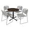Regency Round Kobe Breakroom Table W/ 4 Zeng Stack Chairs, 30 in W, 30 in L, Neo Walnut TKB30RNDNW44GY - alternate 1