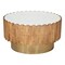 Homeroots 31" Gold Natural And White Iron Wood And Faux Marble Round Block Coffee Table 565069 - alternate 2