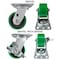 Hyw Products Heavy Duty Caster Set 4in Green Polyurethane on Cast Iron Wheels, 2 Swivel & 2 Swivel w/ Brake, 4PK 40-40S-A1-PC-2,40-40S-A1-PC-TB-2 (G) - alternate 2