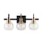 Jonathan Y Marais 21.5" 3-Light Iron/Glass Rustic Vintage LED Vanity Light, Black/Brass Gold JYL3528A - alternate 3