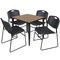 Regency Square Kahlo Breakroom Table W/ 4 Zeng Stack Chairs, 30 in W, 30 in L, Noble Oak TPL3030NOBK44BK - alternate 1