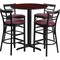 Flash Furniture Round Mahogany Bar Table, X-Base, Burg Seats, 24", Laminate Top, Wood Grain HDBF1038-GG - alternate 1