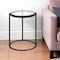 Homeroots 20" Black And Clear Glass And Steel Round End Table 543819 - alternate 1