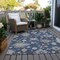 Homeroots 3' X 5' Navy Blue Beige And Gray Floral Washable Indoor Outdoor Area Rug 606164 - alternate 2