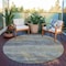 Homeroots 8' Granite Gray Round Striped Washable Indoor Outdoor Area Rug 608475 - alternate 3