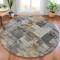 Homeroots 8' Pewter Khaki And Charcoal Round Abstract Washable Indoor Outdoor Area Rug 630785 - alternate 2