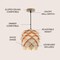 Jonathan Y Simon 11.75" Pinecone Wood LED Pendant, Natural/Black JYL6125A - alternate 4