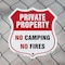 Signmission Private Property Shield Sign No Camping, 6 inch X 6 inch, Plastic Sign, 2PK SHI-P-2PACK-6-441 - alternate 2