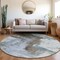 Homeroots 8' Blue Gray And Dark Brown Round Abstract Washable Indoor Outdoor Area Rug 602953 - alternate 2