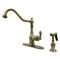Kingston Brass Single-Handle Kitchen Faucet with Brass Side Sprayer, Antique Brass GSY7703ACLBS - alternate 1