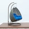 Leisuremod Beige Wicker Hanging 2 person Egg Swing Chair with Blue Cushions ESCBG-57BU - alternate 2