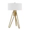 Homeroots 25" Brass Metal Two Light Tripod Table Lamp With White Drum Shade 524369 - alternate 1