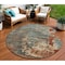 Homeroots 8' Pale Aqua Copper And Beige Round Abstract Washable Indoor Outdoor Area Rug 618234 - alternate 1