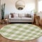 Homeroots 8' Artichoke Green And Gray Round Plaid Washable Indoor Outdoor Area Rug 595363 - alternate 2