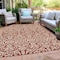 Homeroots 8' X 10' Red And Ivory Damask Washable Indoor Outdoor Area Rug 595190 - alternate 2