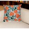 Homeroots 22" Orange and White Floral Cotton Throw Pillow With Embroidery 529293 - alternate 1