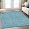 Homeroots 3' X 5' Teal Blue And Ivory Geometric Washable Indoor Outdoor Area Rug 596207 - alternate 2