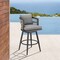 Armen Living Zella Outdoor Patio Swivel Bar Stool in Aluminum with Light Gray Rope and Earl Gray Cushions LCZESWBAGRY30 - alternate 2