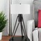 Homeroots 25" Black Metal Two Light Tripod Table Lamp With White Drum Shade 524370 - alternate 2