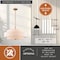 Vaxcel Brentwood 5-Light Gold Mid-Century Modern Drum Pendant White Fabric Shade P0442 - alternate 2