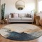 Homeroots 8' Taupe Black And Blue Round Abstract Washable Indoor Outdoor Area Rug 603037 - alternate 2