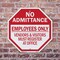 Signmission No Admittance Employees Only Vendor, 6 inch X 6 inch, Plastic Sign, 2PK OC-P-2PACK-6-74 - alternate 2