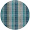 Homeroots 8' Teal Blue Navy Blue And Olive Green Round Plaid Washable Indoor Outdoor Area Rug 614019 - alternate 4