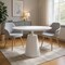 Homeroots 36" White Wood and Metal Pedestal Base Round Top Dining Table 555177 - alternate 2