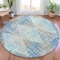 Homeroots 8' Teal Blue And Beige Round Geometric Washable Indoor Outdoor Area Rug 632013 - alternate 2