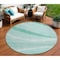 Homeroots 8' Aqua And Sky Blue Round Abstract Washable Indoor Outdoor Area Rug 603703 - alternate 1