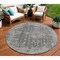 Homeroots 8' Charcoal And Silver Round Abstract Washable Indoor Outdoor Area Rug 616606 - alternate 1
