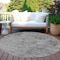 Homeroots 8' Gray And Smoky Black Round Abstract Washable Indoor Outdoor Area Rug 609318 - alternate 2