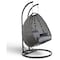 Leisuremod Charcoal Wicker Hanging 2 person Egg Swing Chair with Charcoal Blue Cushions ESC57CBU - alternate 3