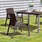 Homeroots Set of Four 24" Brown Faux Rattan Heavy Duty Plastic Outdoor Stacking Arm Chairs 565192 - alternate 1