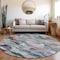 Homeroots 8' Blue Gray And Brown Round Abstract Washable Indoor Outdoor Area Rug 603121 - alternate 3