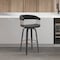 Armen Living Topanga 30.5in Swivel Black Wood Bar Stool in Black Faux Leather with Golden Bronze Metal LCTOBABLKBLK30 - alternate 3