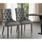 Homeroots Set of Two Tufted Dark Gray and Black Upholstered Faux Leather Dining Side Chairs 543521 - alternate 3